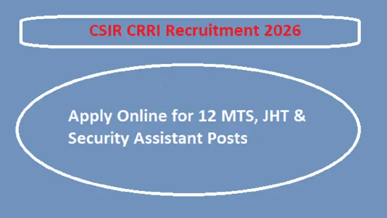 CSIR CRRI Recruitment 2026